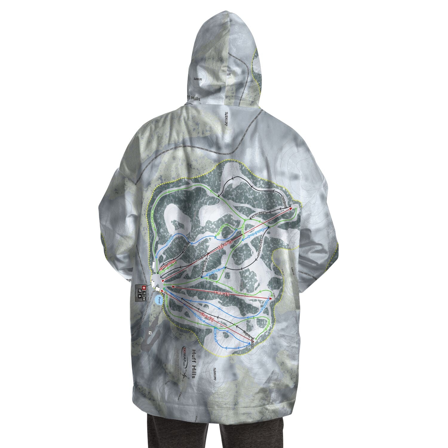 Huff Hills, North Dakota Ski Trail Map Snug Hoodie