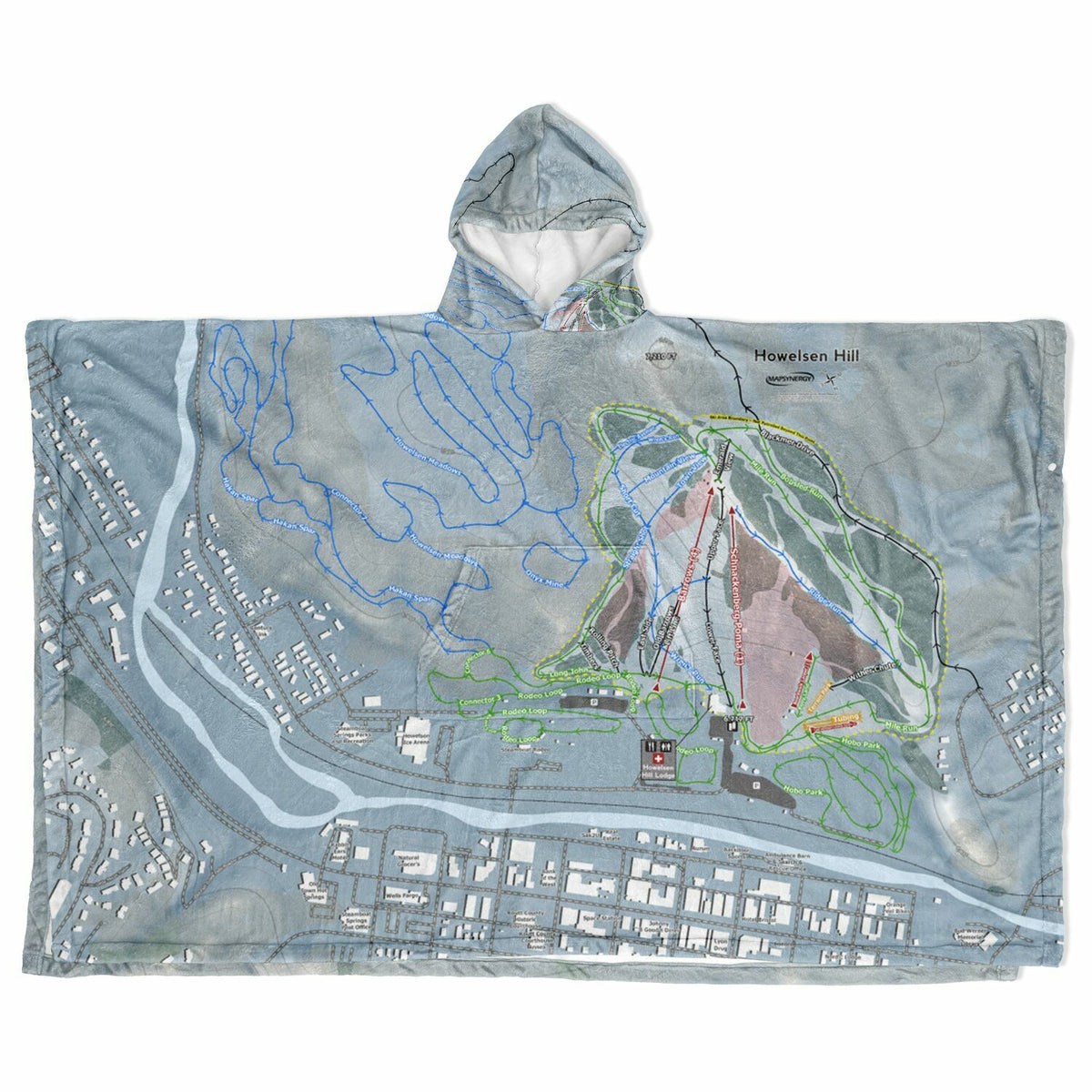 Howelsen Hill, Colorado Ski Resort Map Flannel Blanket Poncho