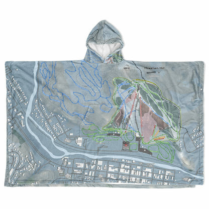 Howelsen Hill, Colorado Ski Resort Map Flannel Blanket Poncho