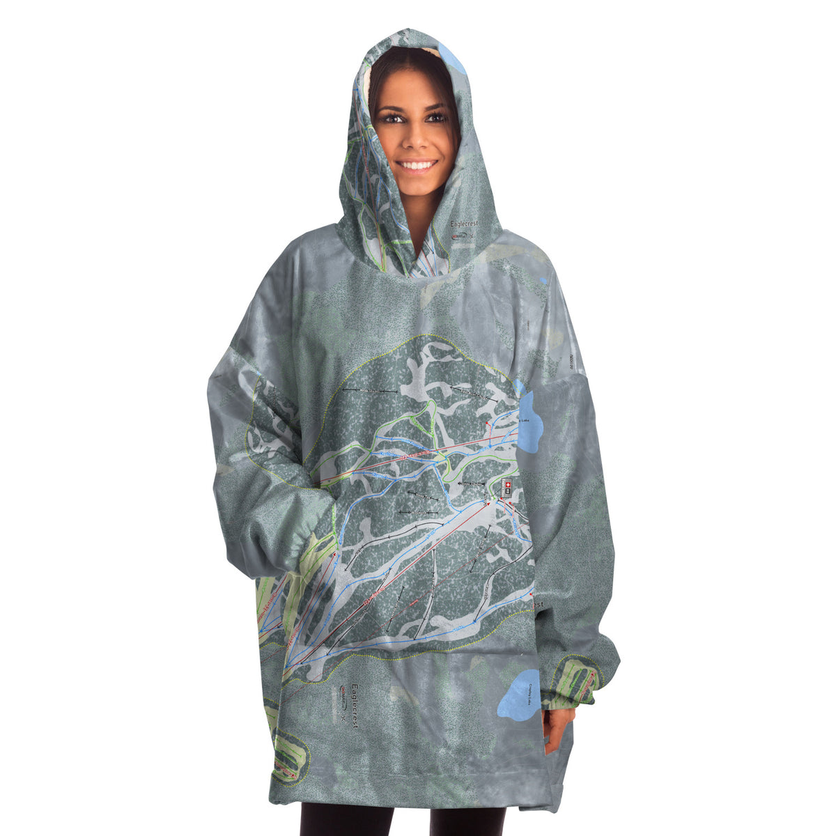 Eaglecrest, Alaska Ski Trail Map Snug Hoodie
