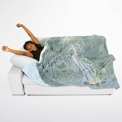 Pleasant Mountain, Maine Ski Resort Map Flannel Blanket Poncho