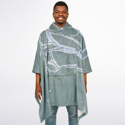 Ferguson Ridge, Oregon Ski Resort Map Flannel Blanket Poncho