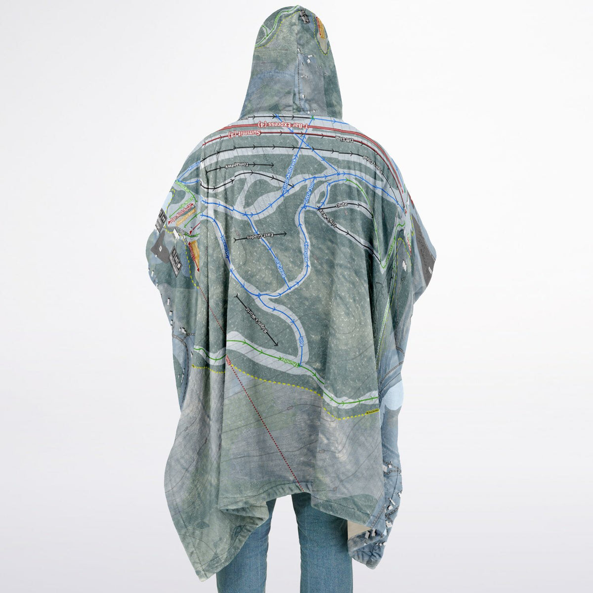 Berkshire East, Massachusetts Ski Resort Map Flannel Blanket Poncho