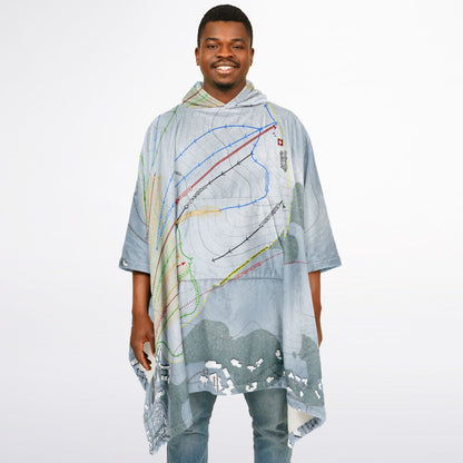 Sun Valley Dollar Mountain, Idaho Ski Resort Map Flannel Blanket Poncho