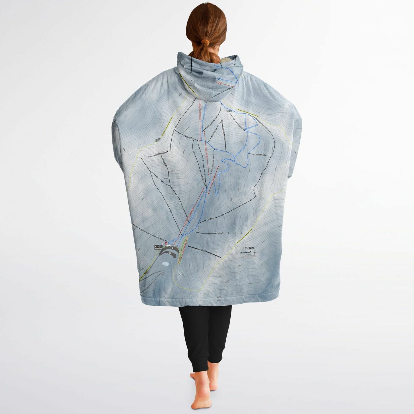 Porters, New Zealand Ski Trail Map - Snug Hoodie - Powderaddicts