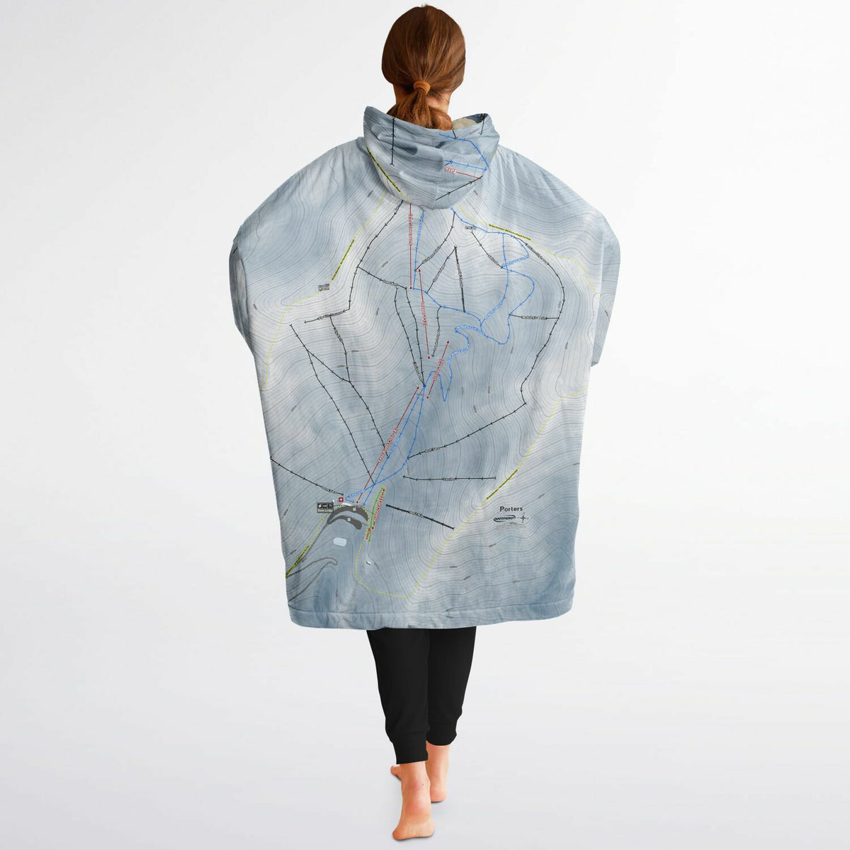 Porters, New Zealand Ski Trail Map - Snug Hoodie