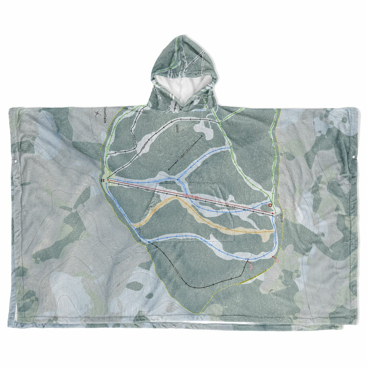 Beaver Mountain, Utah Ski Resort Map Flannel Blanket Poncho