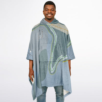 Lake City, Colorado Ski Resort Map Flannel Blanket Poncho