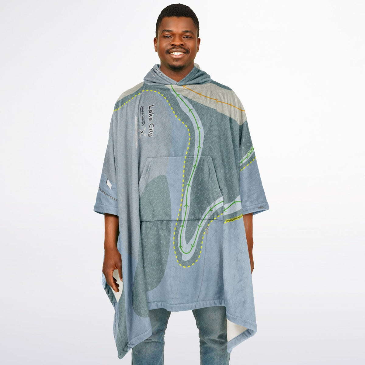 Lake City Ski Hill, Colorado Ski Resort Map Flannel Blanket Poncho