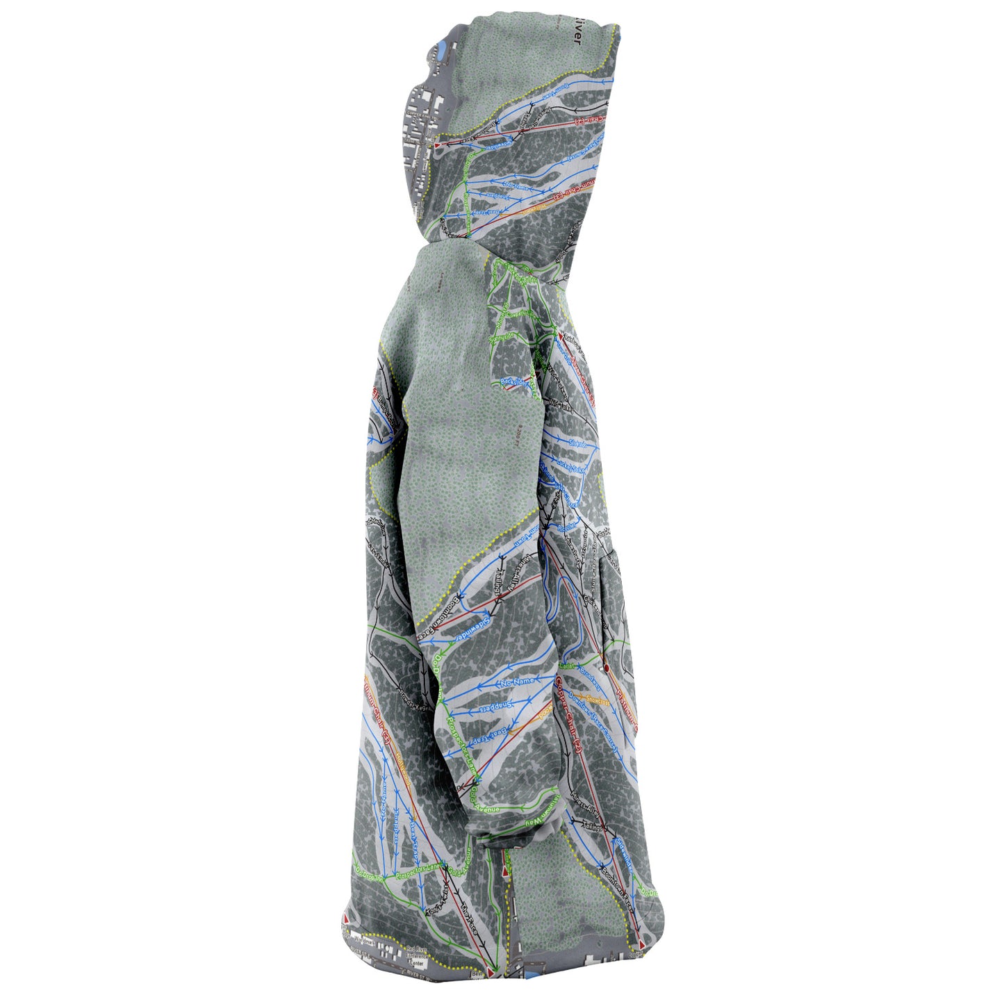 Red River, New Mexico Ski Trail Map - Snug Hoodie