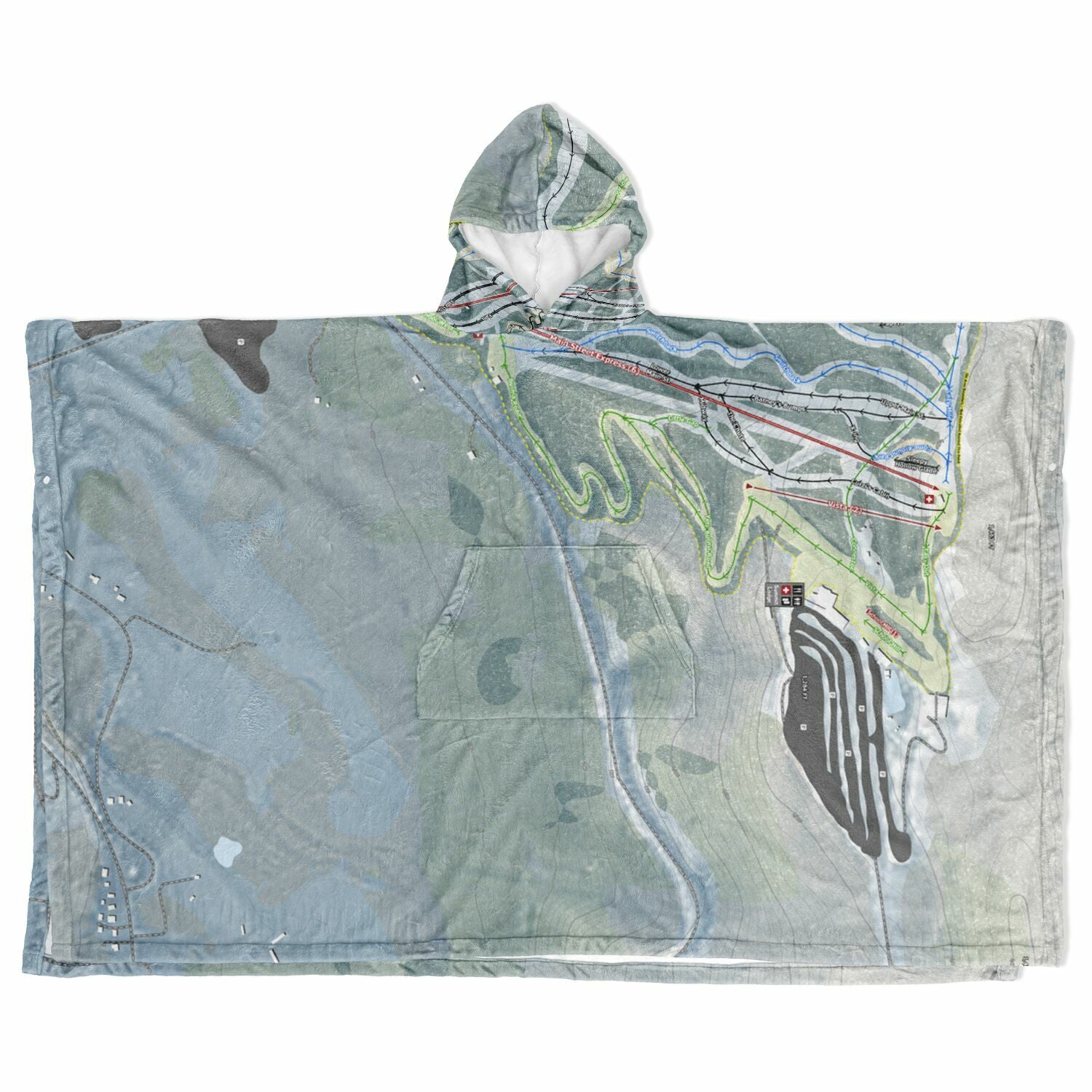 Blue Mountain, Pennsylvania Ski Resort Map Flannel Blanket Poncho