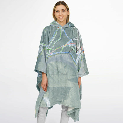 Cranmore Mountain, New Hampshire Ski Resort Map Flannel Blanket Poncho