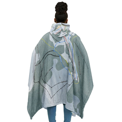 Hurricane Ridge, Washington Ski Resort Map Flannel Blanket Poncho