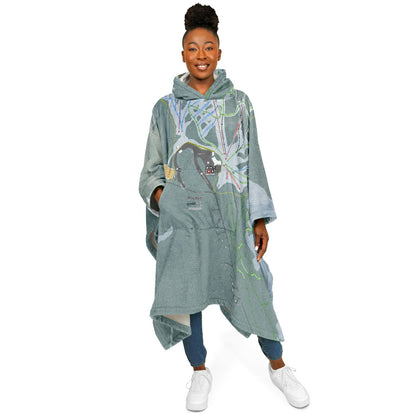 Hoodoo, Oregon Ski Resort Map Flannel Blanket Poncho
