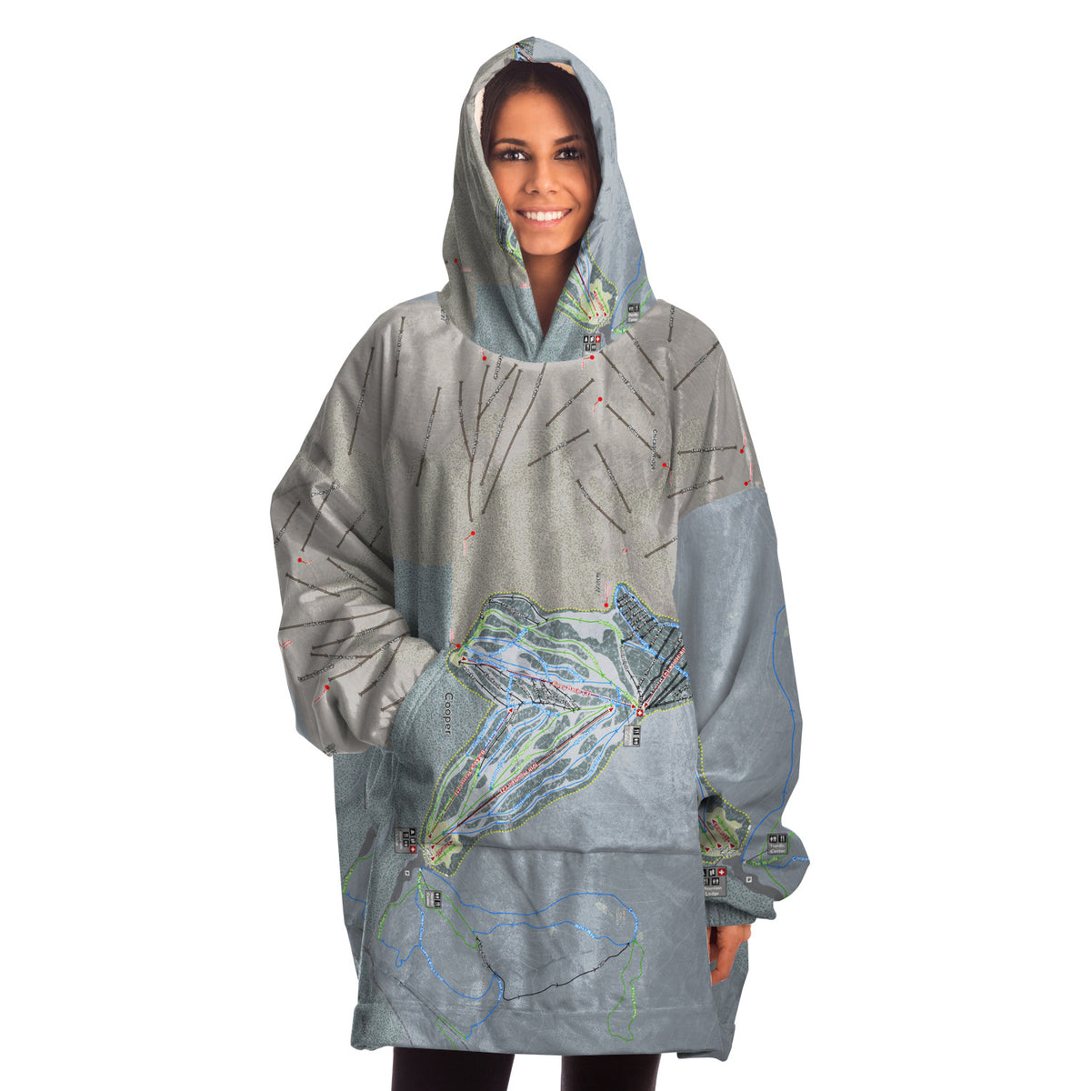 Ski Cooper, Colorado Ski Trail Map - Snug Hoodie