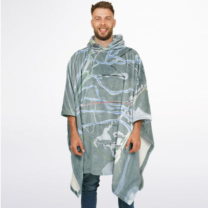 Lost Trail, Montana Ski Resort Map Flannel Blanket Poncho