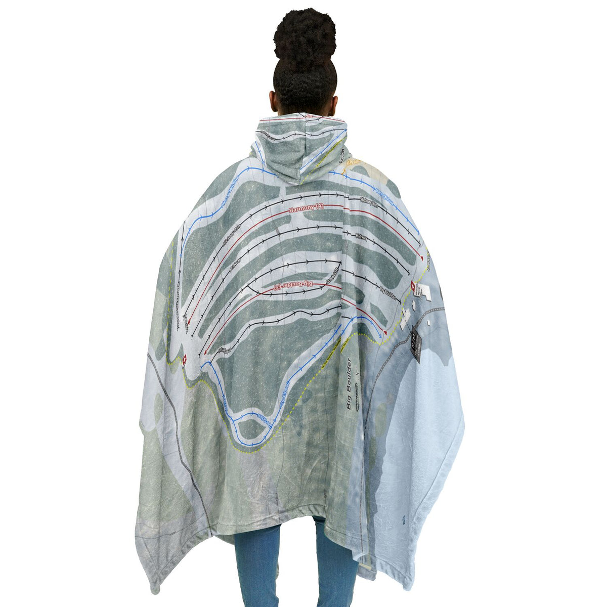 Big Boulder, Pennsylvania Ski Resort Map Flannel Blanket Poncho