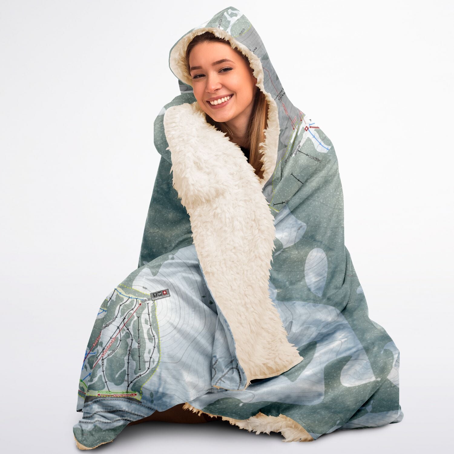 Diamond Peak, Nevada Ski Trail Map - Adult Hooded Blanket