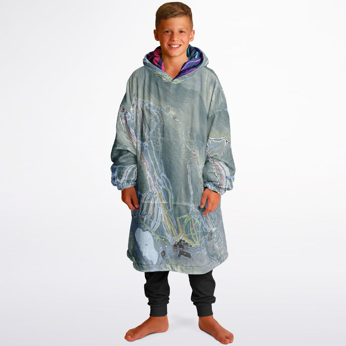 Cannon Mountain, New Hampshire Ski Resort Map Youth Reversible Snug Hoodie