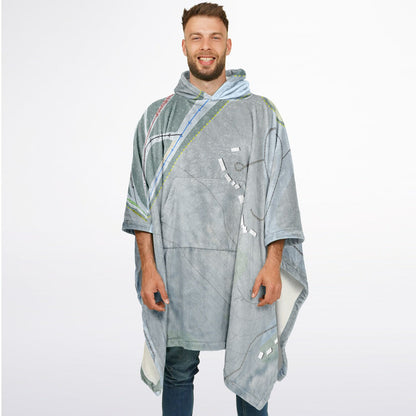 Mystic Mountain Nemacolin, Pennsylvania Ski Resort Map Flannel Blanket Poncho