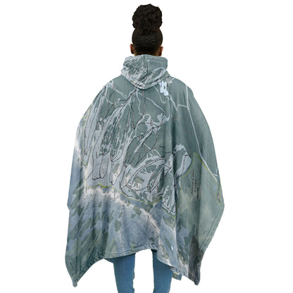 Island Lake Lodge, British Columbia Ski Resort Map Flannel Blanket Poncho