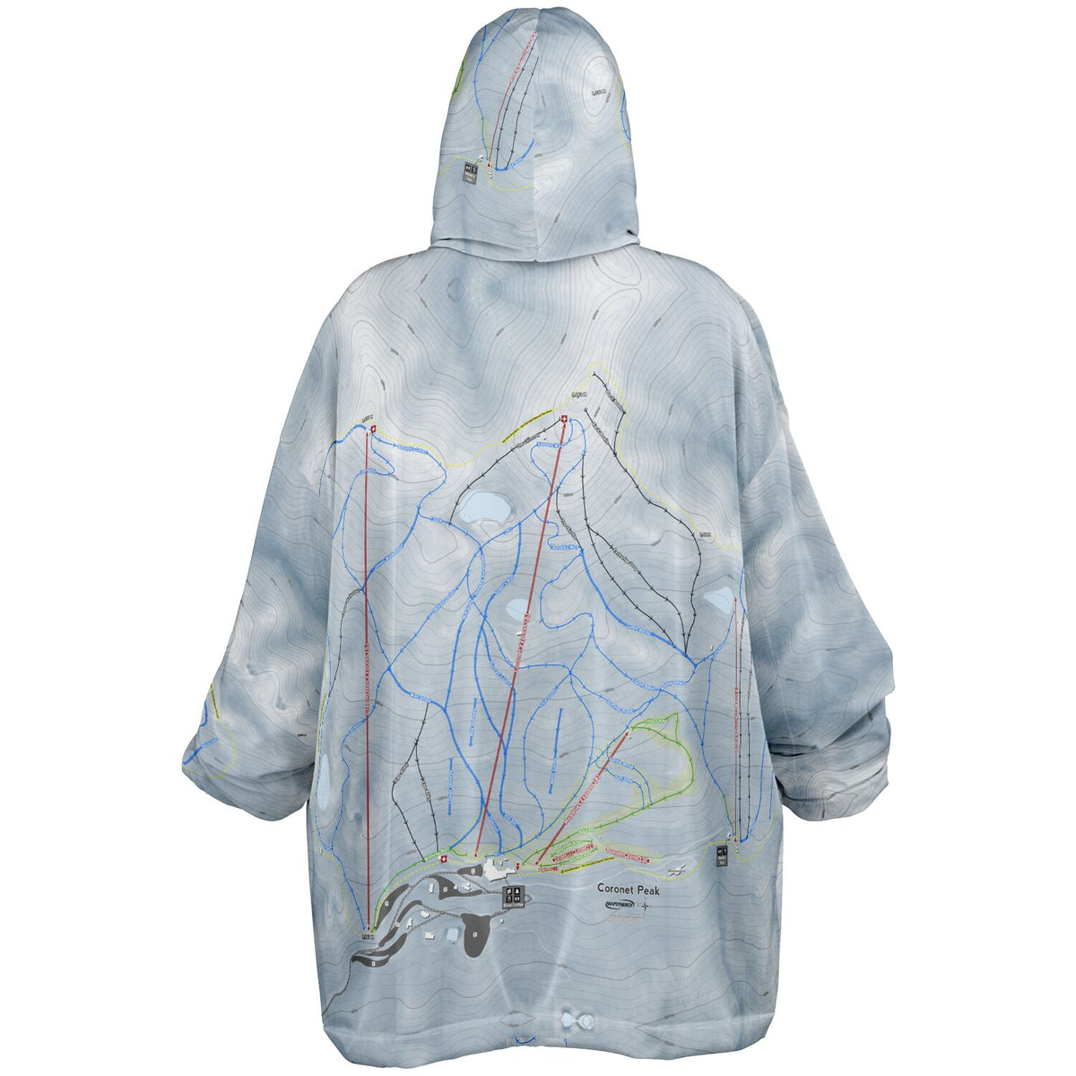 Coronet Peak, New Zealand Ski Trail Map - Snug Hoodie