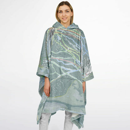 Sugarloaf, Maine Ski Resort Map Flannel Blanket Poncho