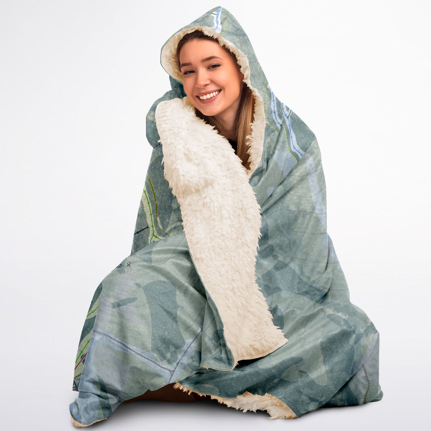 Ragged Mountain, New Hampshire Ski Trail Map - Adult Hooded Blanket