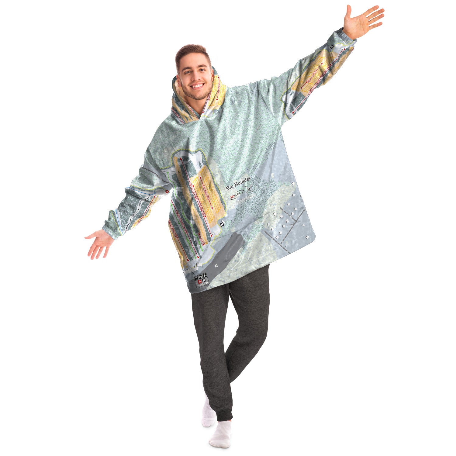 Big Boulder, Pennsylvania Ski Trail Map Snug Hoodie