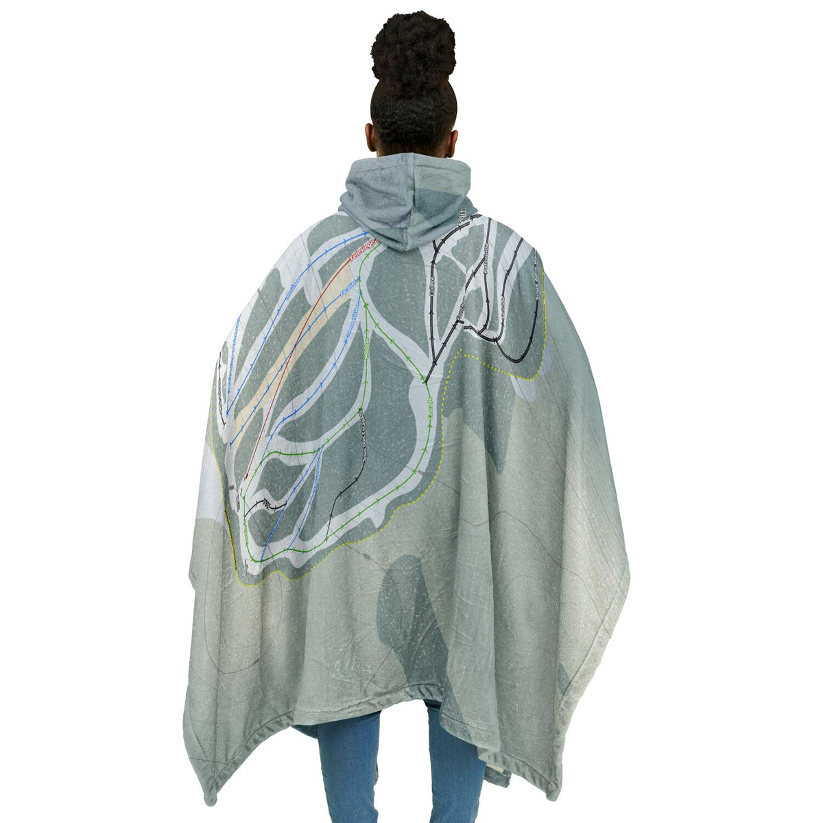 Station Gallix, Quebec Ski Resort Map Flannel Blanket Poncho