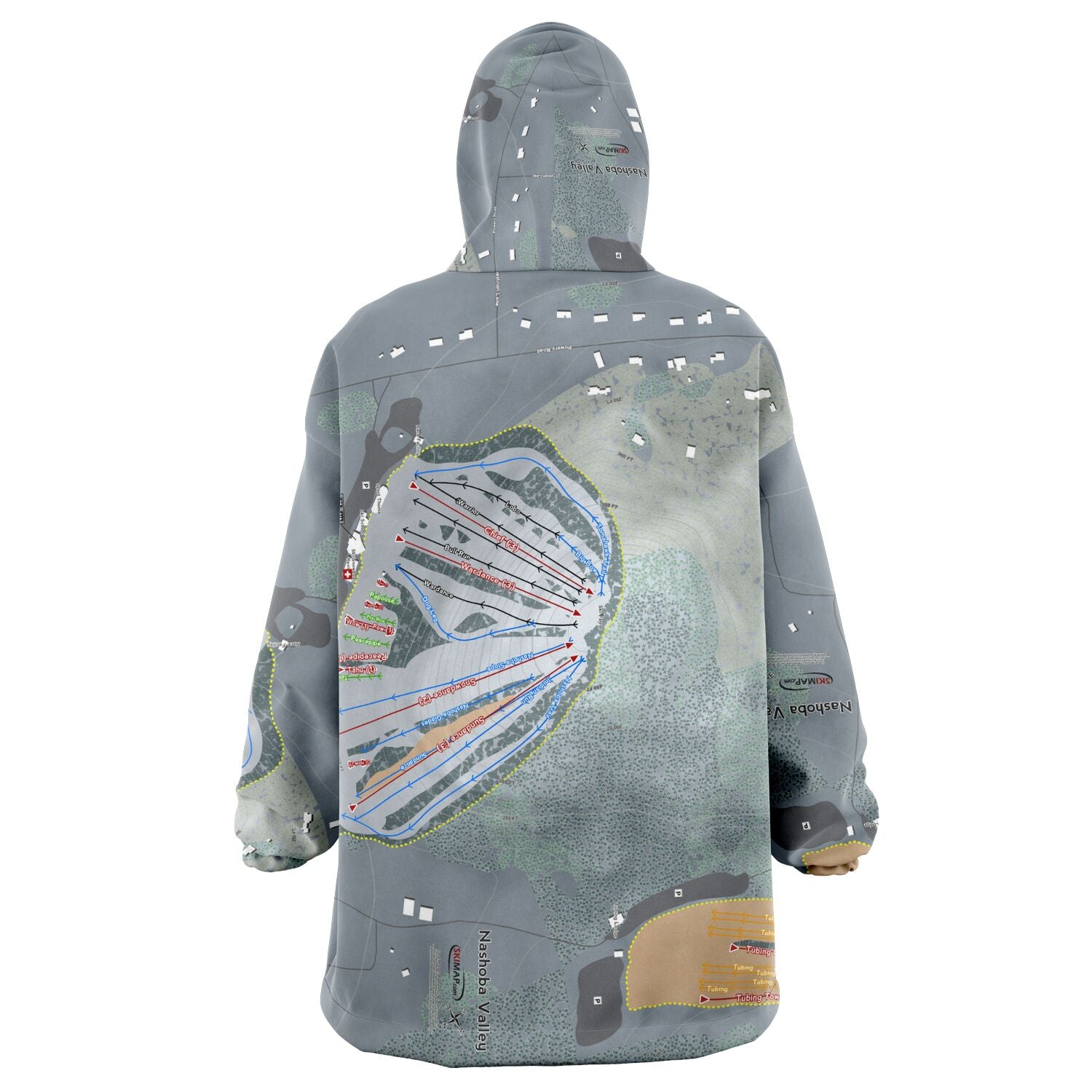 Nashoba Valley, Massachusetts Ski Trail Map Snug Hoodie