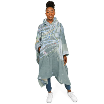 Mt Washington, British Columbia Ski Resort Map Flannel Blanket Poncho