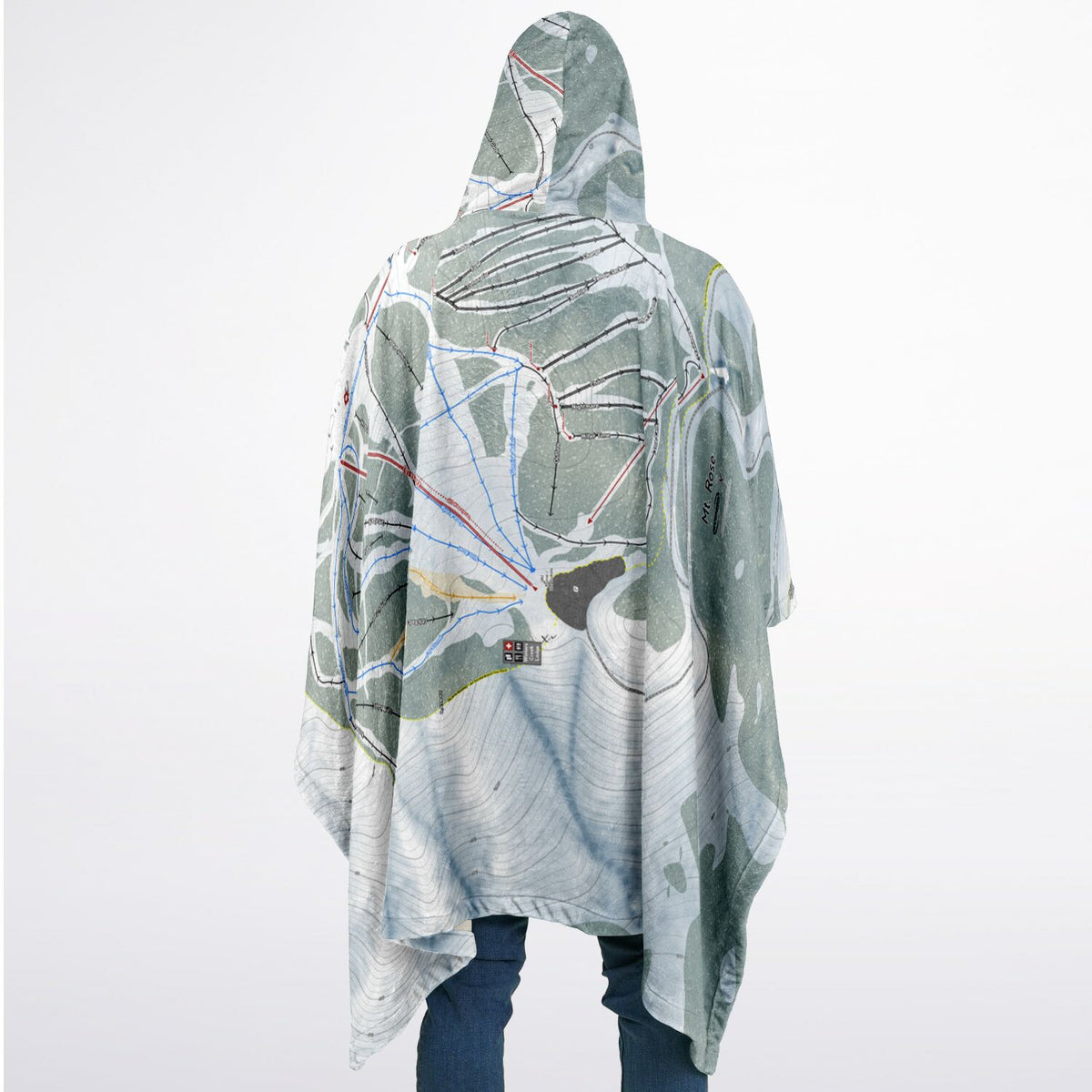 Mt Rose, Nevada Ski Resort Map Flannel Blanket Poncho