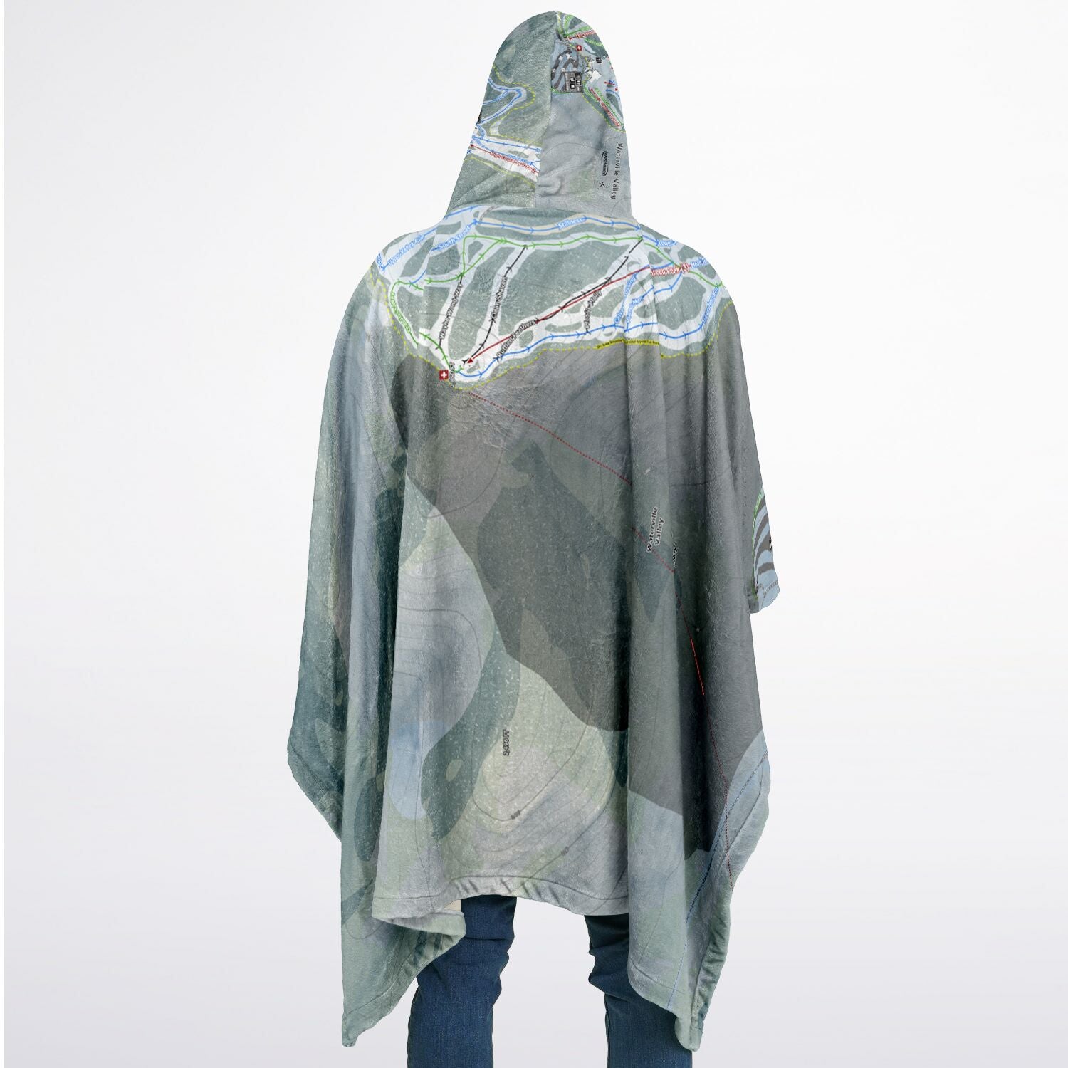 Waterville Valley, New Hampshire Ski Resort Map Flannel Blanket Poncho