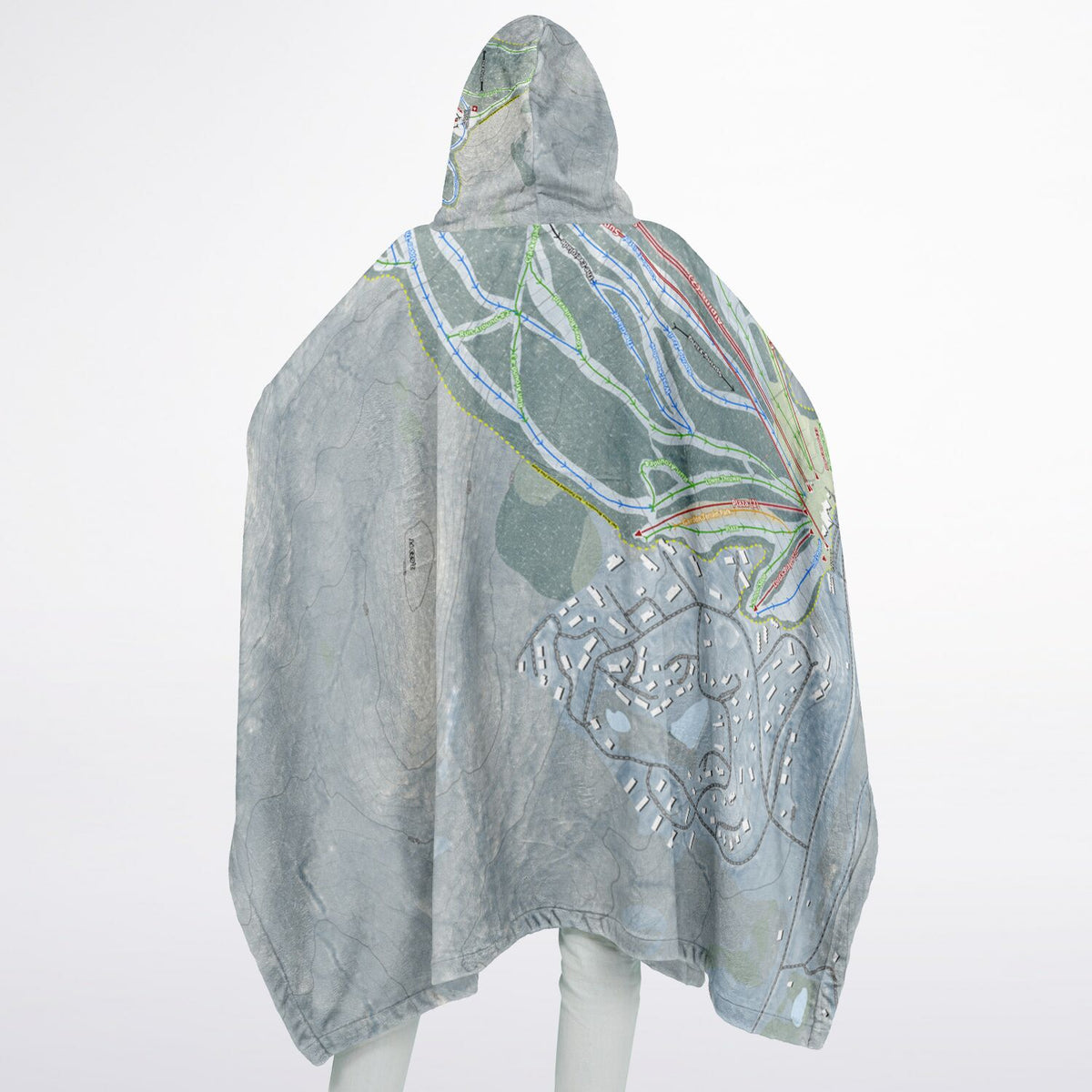 Bromley, Vermont Ski Resort Map Flannel Blanket Poncho