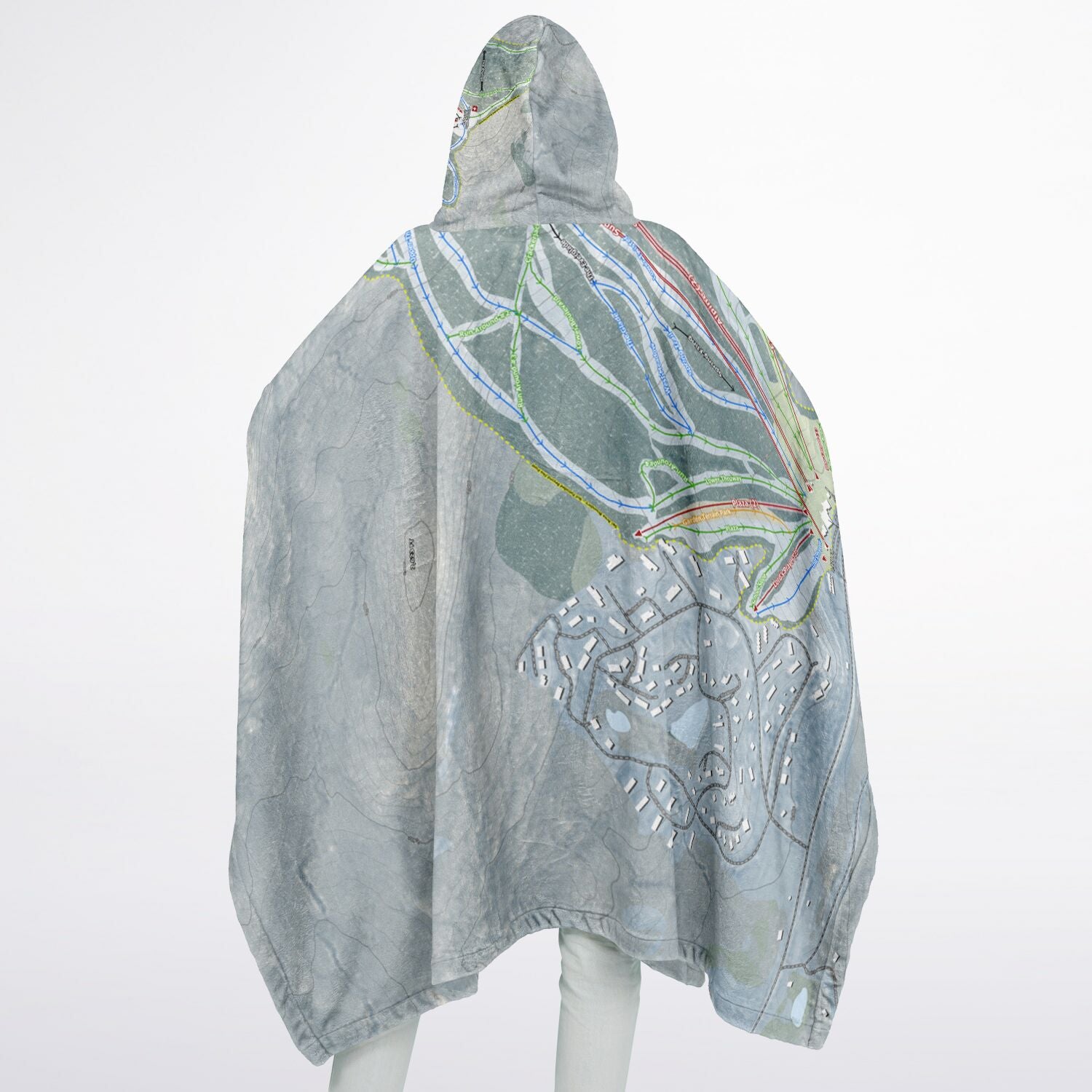 Bromley, Vermont Ski Resort Map Flannel Blanket Poncho