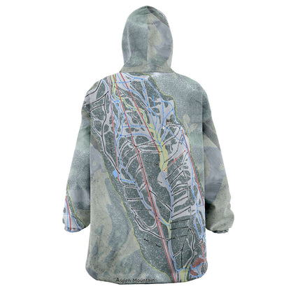 Aspen Mountain, Colorado Ski Trail Map Snug Hoodie - Powderaddicts