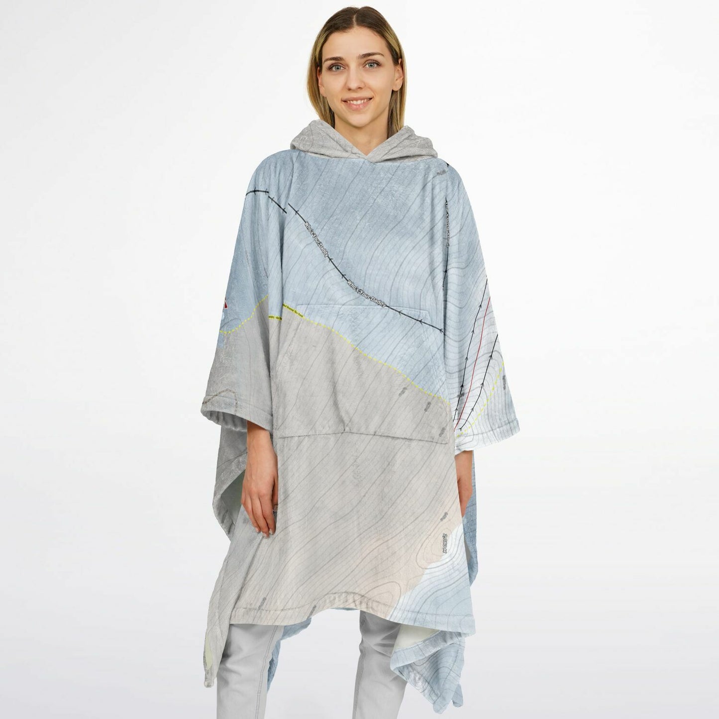 Roundhill, New Zealand Ski Resort Map Flannel Blanket Poncho - Powderaddicts