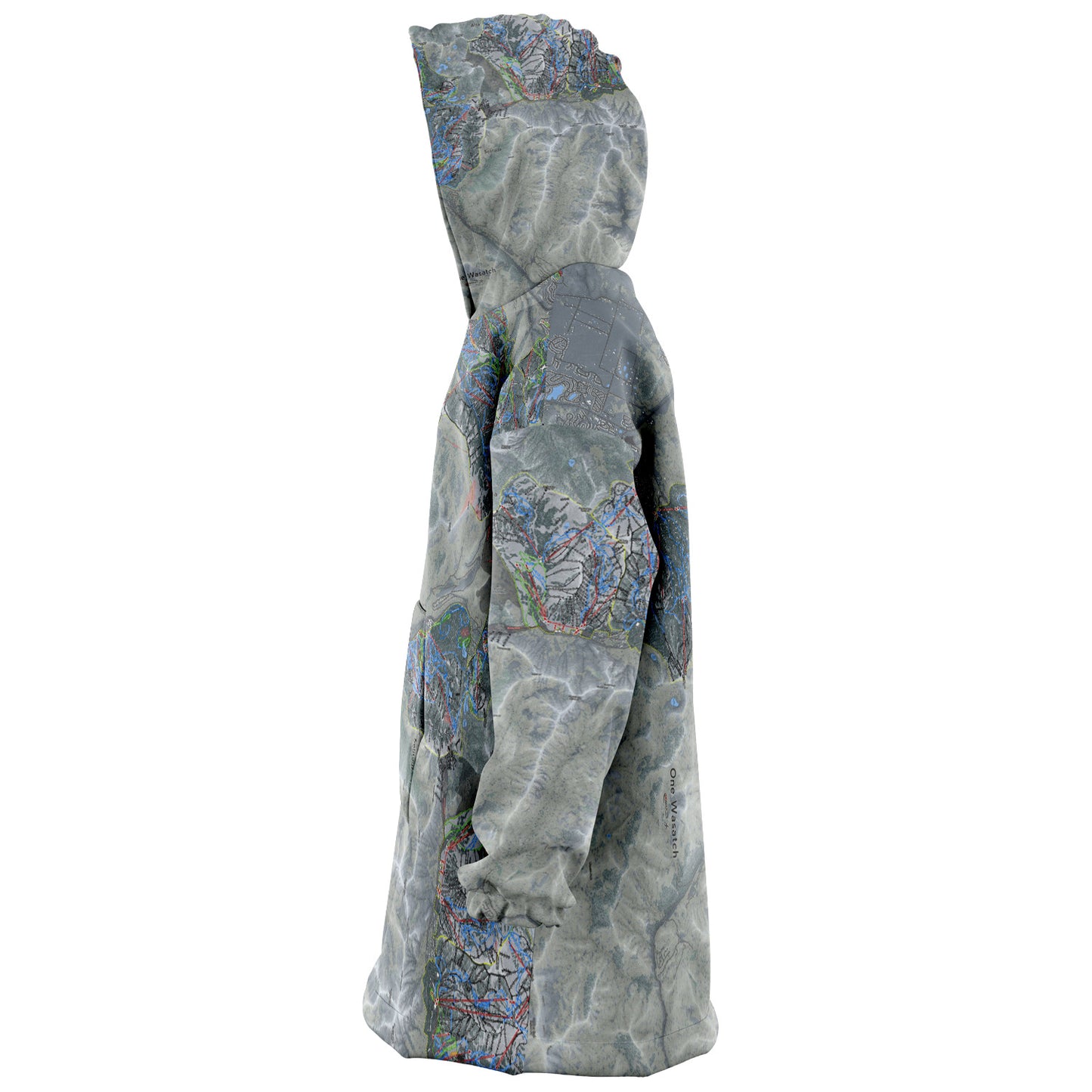 One Wasatch, Utah Ski Trail Map - Snug Hoodie - Powderaddicts