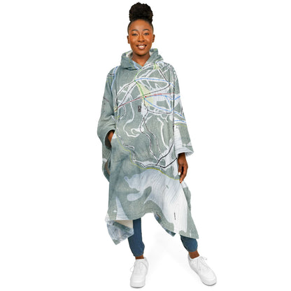 Silver Mountain, Idaho Ski Resort Map Flannel Blanket Poncho
