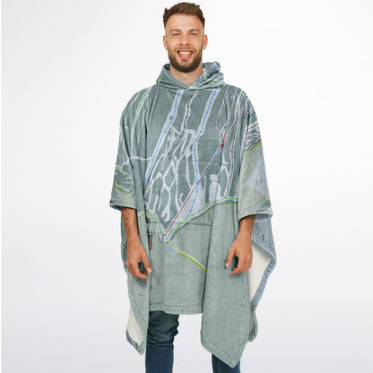 Hudson Bay Mountain, British Columbia Ski Resort Map Flannel Blanket Poncho