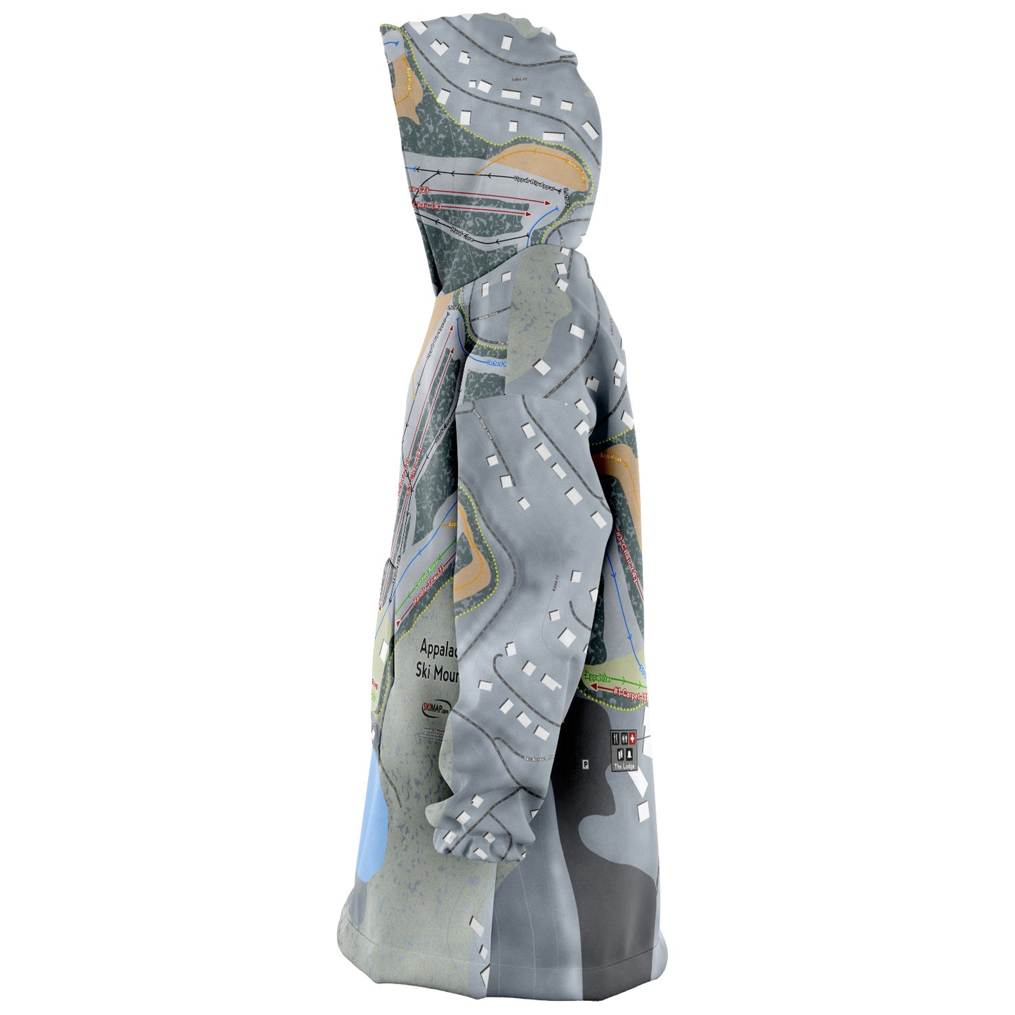 Appalachian Ski Mountain, North Carolina Ski Trail Map Snug Hoodie