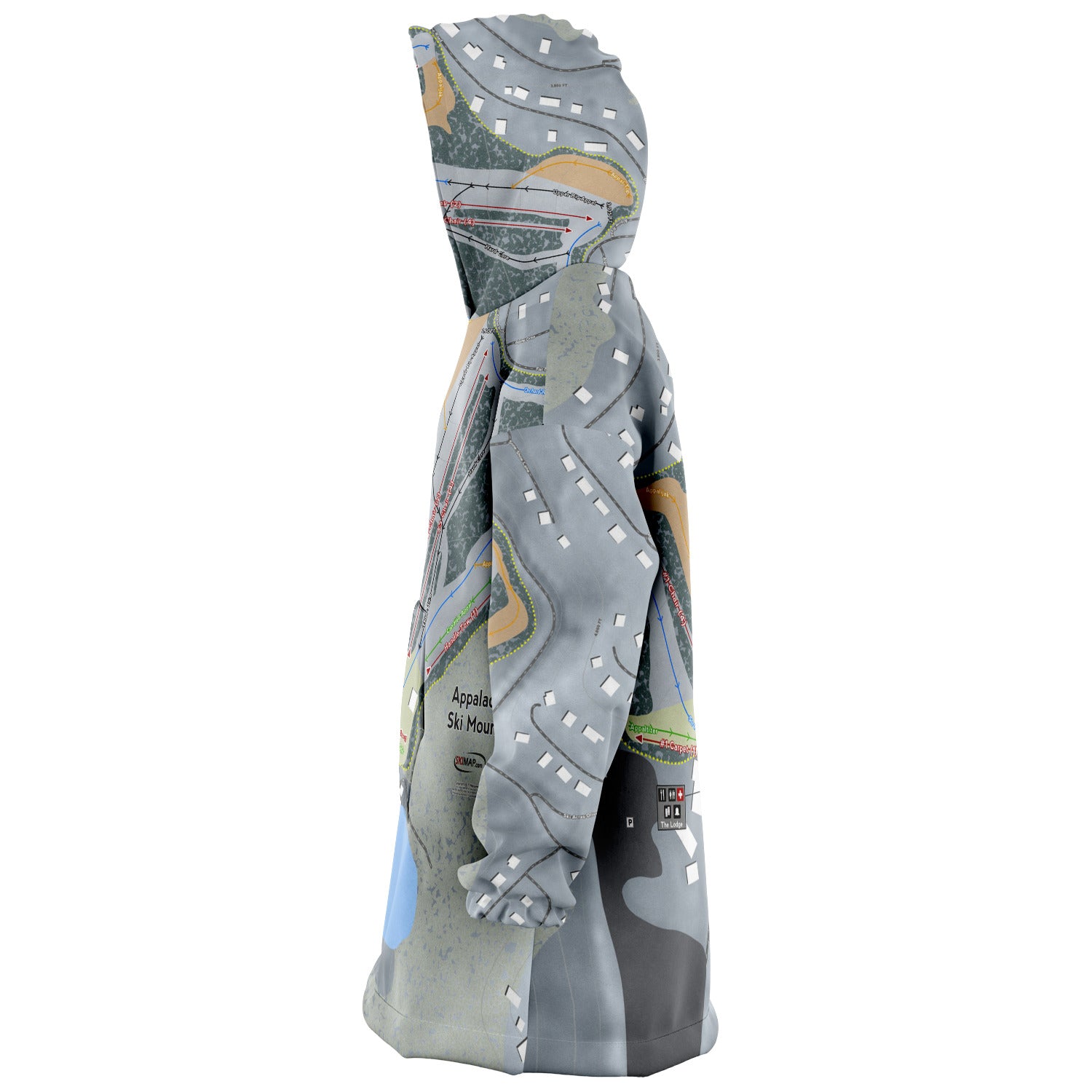 Appalachian Ski Mountain, North Carolina Ski Trail Map Snug Hoodie