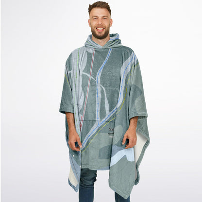 Salmo, British Columbia Ski Resort Map Flannel Blanket Poncho