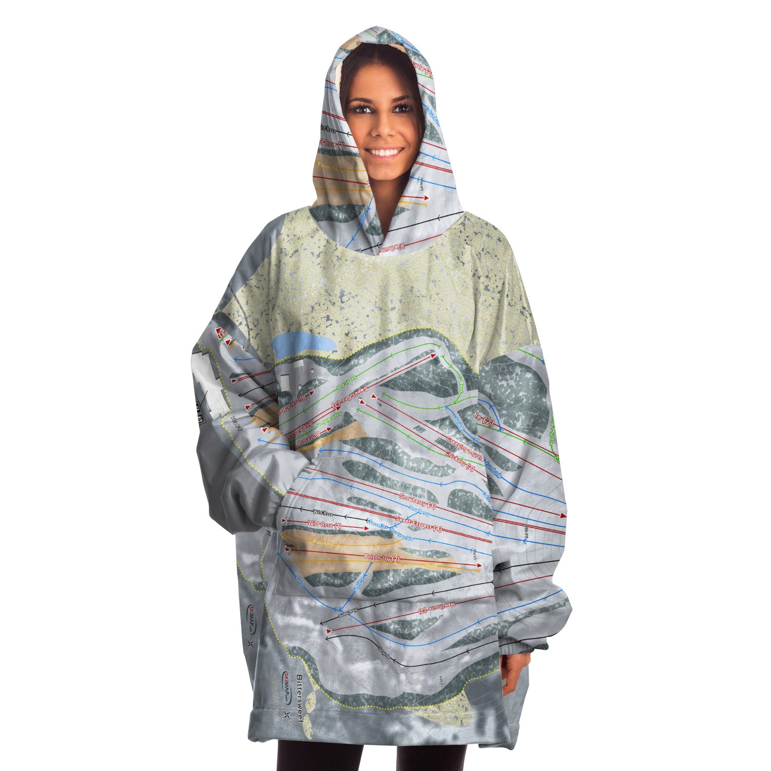Bittersweet, Michigan Ski Trail Map Snug Hoodie