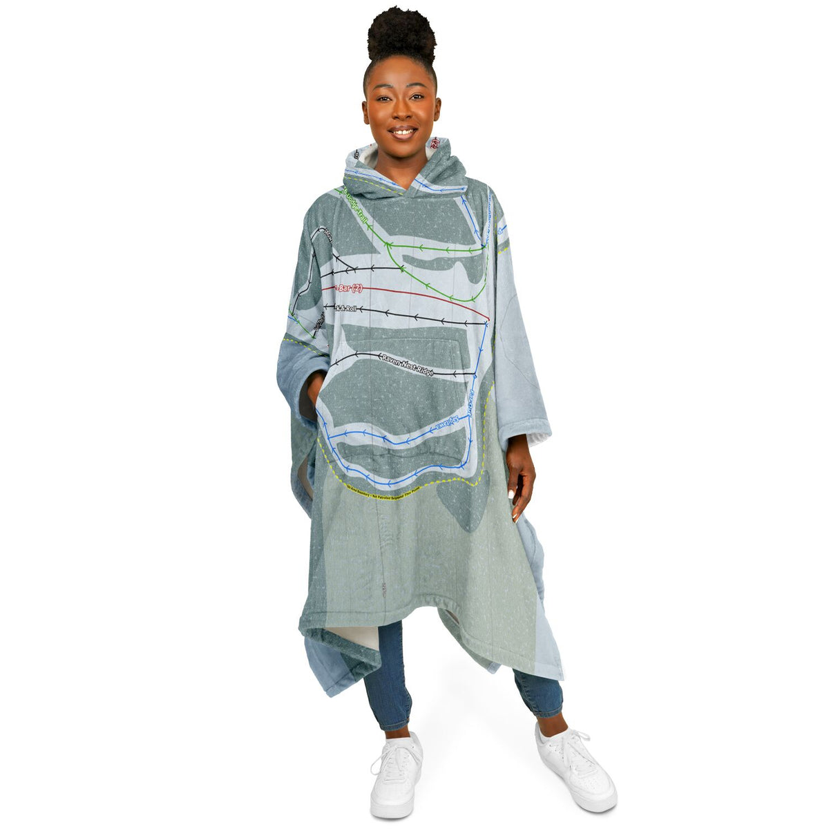 Eastlink Park, Alberta Ski Resort Map Flannel Blanket Poncho