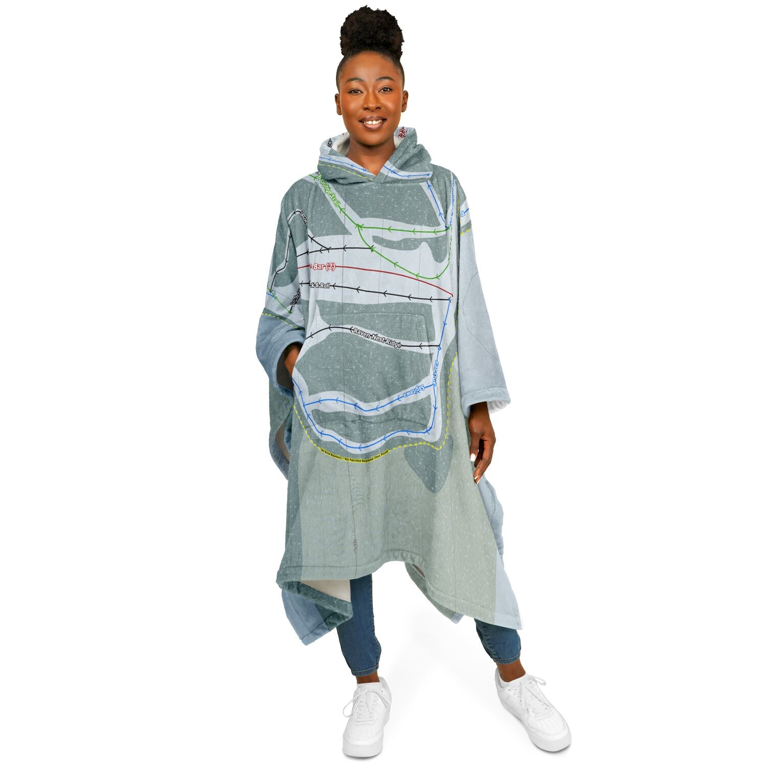 Eastlink Park, Alberta Ski Resort Map Flannel Blanket Poncho