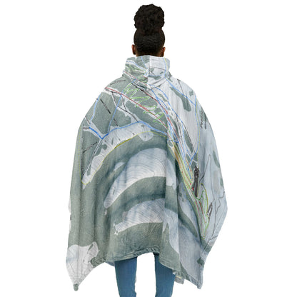 Pebble Creek, Idaho Ski Resort Map Flannel Blanket Poncho