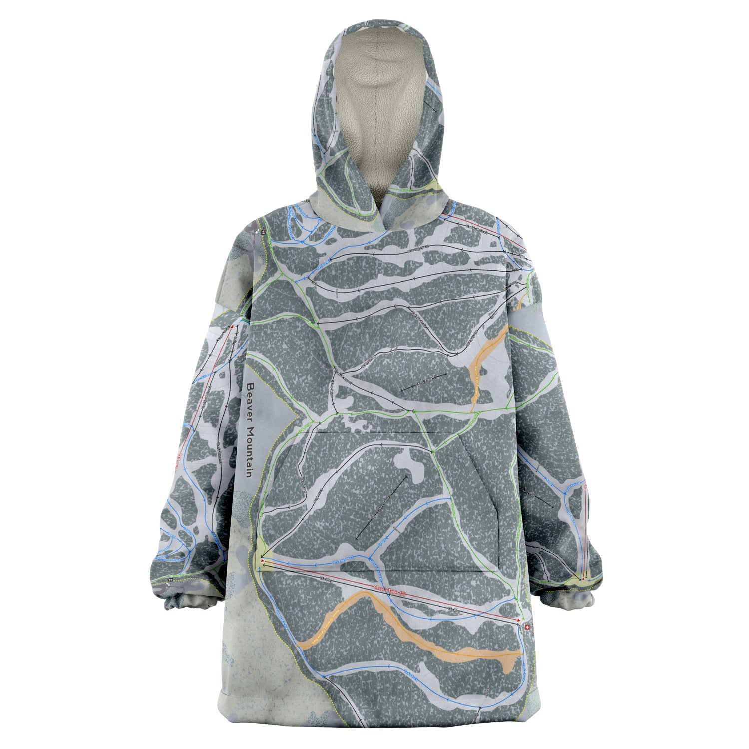 Beaver Mountain, Utah Ski Trail Map - Snug Hoodie
