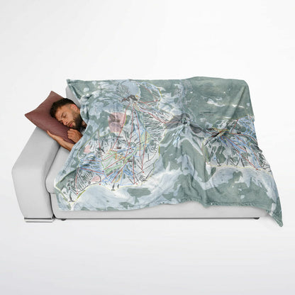 Palisades Tahoe, California Ski Resort Map Flannel Blanket Poncho